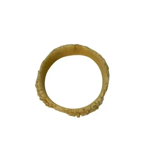 Vintage Floral Cream Celluloid Bangle Bracelet - Picture 5 of 6